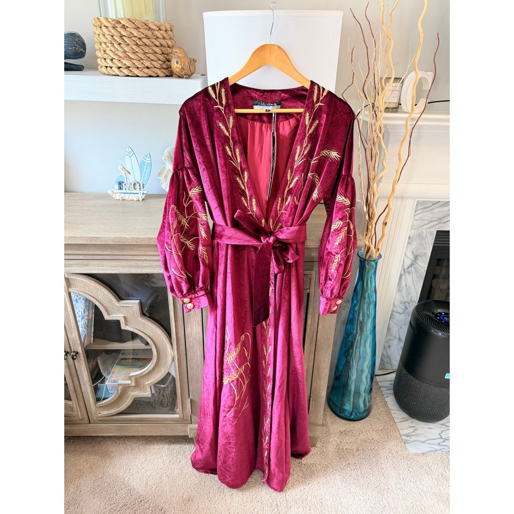 Dalia Macphee Velvet Wrap Dress Womens Burgundy Small D2157